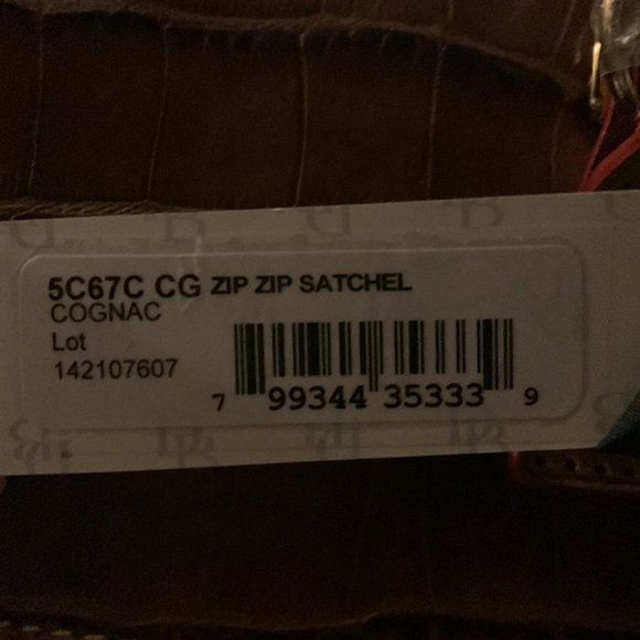 Dooney & Bourke Cognac Croc Leather Zip Zip Satchel - Picture 4 of 4